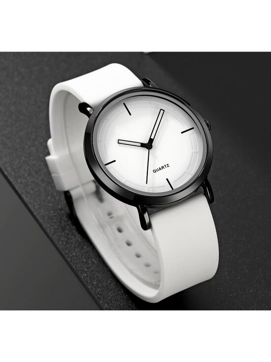 Women\'s White Analog Quartz Simple Silicone Strap Waterproof Round Sport Watch main image 4